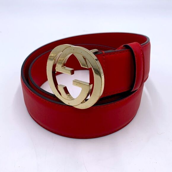 Authentic Gucci Double G Red Leather Belt Preloved
